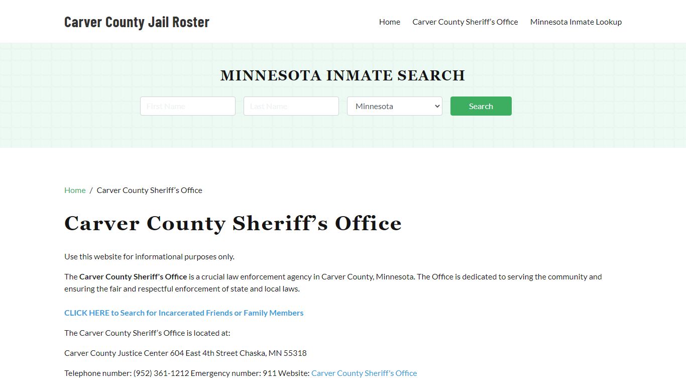 Carver County Sheriff Office, MN, Arrest Warrants Search