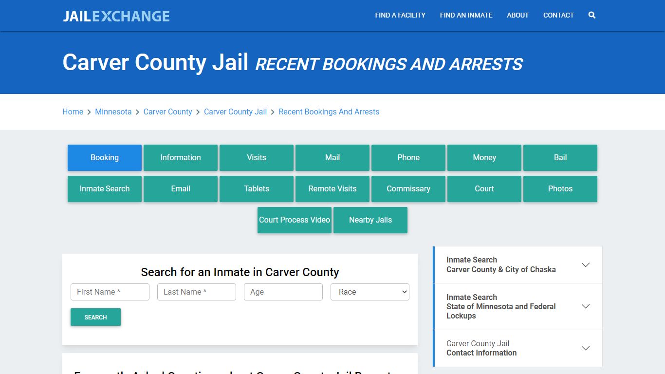 Carver County Jail Recent Bookings And Arrests - Jail Exchange