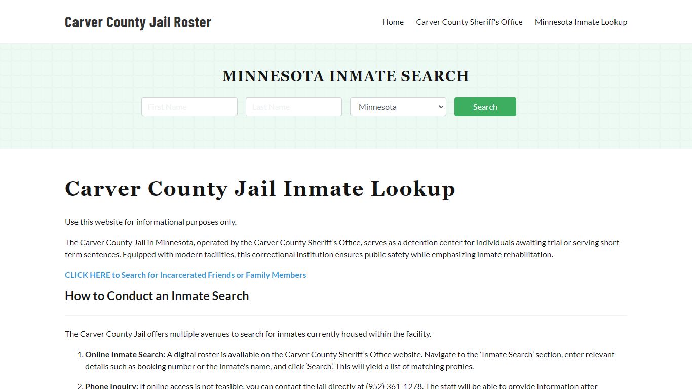 Carver County Jail Roster Lookup, MN, Inmate Search